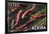 Sitka, Alaska - Salmon-Lantern Press-Framed Art Print