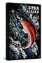 Sitka, Alaska - Sockeye Salmon - Scratchboard-Lantern Press-Stretched Canvas