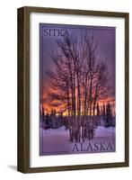 Sitka, Alaska - Tree in Snow-Lantern Press-Framed Art Print