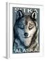 Sitka, Alaska - Wolf Up Close, c.2009-Lantern Press-Framed Art Print