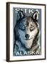 Sitka, Alaska - Wolf Up Close, c.2009-Lantern Press-Framed Art Print