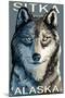 Sitka, Alaska - Wolf Up Close, c.2009-Lantern Press-Mounted Art Print