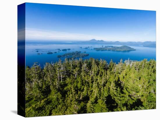 Sitka Sound & Mt. Edgecumbe on Kruzof Island, Baranof Island, Sitka, Alaska, USA-Mark A Johnson-Stretched Canvas