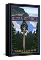 Sitka Spruce - Oregon's Largest - Oregon Coast-Lantern Press-Framed Stretched Canvas