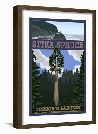 Sitka Spruce - Oregon's Largest - Oregon Coast-Lantern Press-Framed Art Print