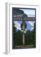 Sitka Spruce - Oregon's Largest - Oregon Coast-Lantern Press-Framed Art Print