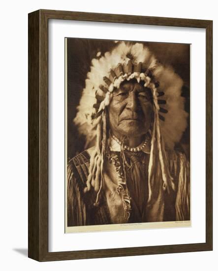 Sitting Bear - Arikara, 1908, Photogravure by John Andrew and Son (Photogravure)-Edward Sheriff Curtis-Framed Giclee Print