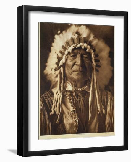 Sitting Bear - Arikara, 1908, Photogravure by John Andrew and Son (Photogravure)-Edward Sheriff Curtis-Framed Giclee Print