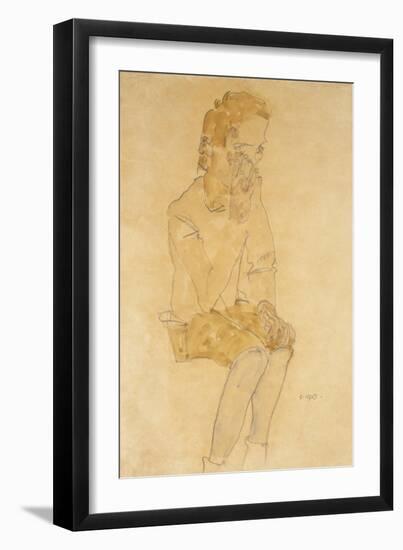 Sitting Boy, 1910-Egon Schiele-Framed Giclee Print