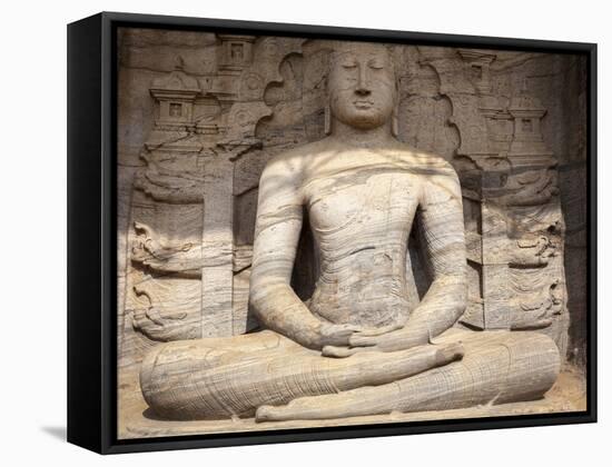 Sitting Buddha, Gal Vihara, Polonnaruwa, UNESCO World Heritage Site, Sri Lanka, Asia-Charlie Harding-Framed Stretched Canvas