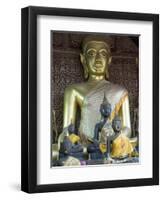 Sitting Buddha in the Main Temple, Wat Xieng Thong, UNESCO World Heritage Site, Luang Prabang, Laos-Richard Maschmeyer-Framed Photographic Print