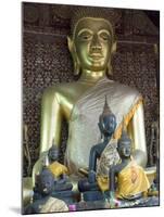 Sitting Buddha in the Main Temple, Wat Xieng Thong, UNESCO World Heritage Site, Luang Prabang, Laos-Richard Maschmeyer-Mounted Photographic Print