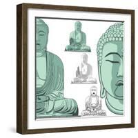 Sitting Buddha in Vector Art-DR_Flash-Framed Art Print