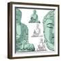 Sitting Buddha in Vector Art-DR_Flash-Framed Art Print