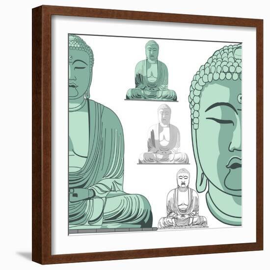 Sitting Buddha in Vector Art-DR_Flash-Framed Art Print