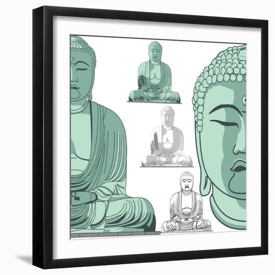 Sitting Buddha in Vector Art-DR_Flash-Framed Art Print