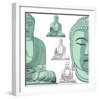 Sitting Buddha in Vector Art-DR_Flash-Framed Art Print