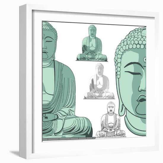 Sitting Buddha in Vector Art-DR_Flash-Framed Art Print