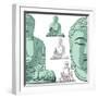 Sitting Buddha in Vector Art-DR_Flash-Framed Art Print