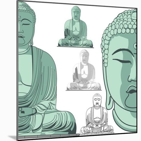 Sitting Buddha in Vector Art-DR_Flash-Mounted Art Print