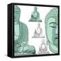 Sitting Buddha in Vector Art-DR_Flash-Framed Stretched Canvas