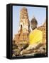 Sitting Buddha Statue and Chedi at Buddhist Temple of Wat Phra Mahathat, Thailand, Southeast Asia-Richard Nebesky-Framed Stretched Canvas