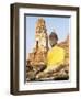 Sitting Buddha Statue and Chedi at Buddhist Temple of Wat Phra Mahathat, Thailand, Southeast Asia-Richard Nebesky-Framed Photographic Print