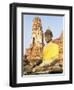 Sitting Buddha Statue and Chedi at Buddhist Temple of Wat Phra Mahathat, Thailand, Southeast Asia-Richard Nebesky-Framed Photographic Print