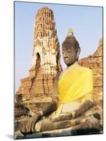 Sitting Buddha Statue and Chedi at Buddhist Temple of Wat Phra Mahathat, Thailand, Southeast Asia-Richard Nebesky-Mounted Photographic Print