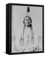 Sitting Bull Native American with Peace Pipe Photograph - Bismarck, ND-Lantern Press-Framed Stretched Canvas