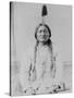 Sitting Bull Native American with Peace Pipe Photograph - Bismarck, ND-Lantern Press-Stretched Canvas