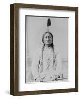 Sitting Bull Native American with Peace Pipe Photograph - Bismarck, ND-Lantern Press-Framed Art Print