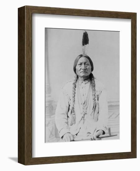 Sitting Bull Native American with Peace Pipe Photograph - Bismarck, ND-Lantern Press-Framed Art Print