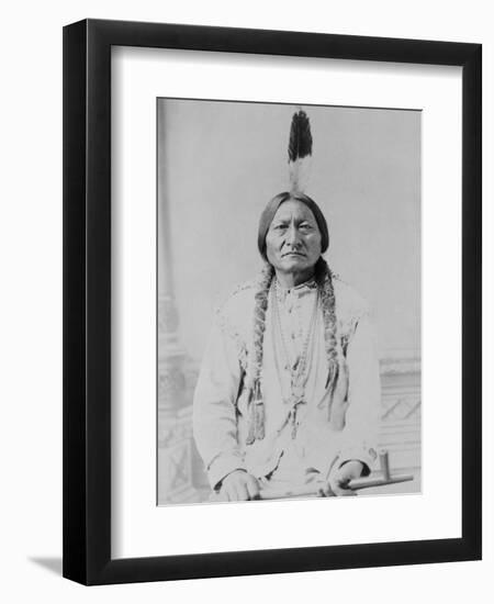 Sitting Bull Native American with Peace Pipe Photograph - Bismarck, ND-Lantern Press-Framed Art Print