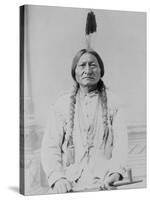 Sitting Bull Native American with Peace Pipe Photograph - Bismarck, ND-Lantern Press-Stretched Canvas