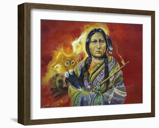 Sitting Bull Peace Pipe Visions-Sue Clyne-Framed Giclee Print