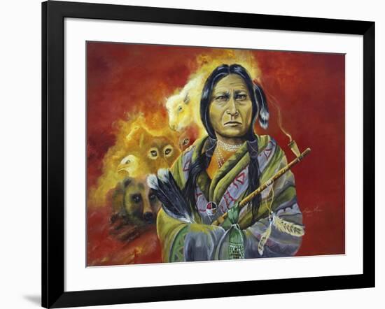 Sitting Bull Peace Pipe Visions-Sue Clyne-Framed Giclee Print