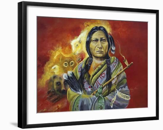 Sitting Bull Peace Pipe Visions-Sue Clyne-Framed Giclee Print