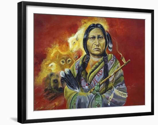 Sitting Bull Peace Pipe Visions-Sue Clyne-Framed Giclee Print