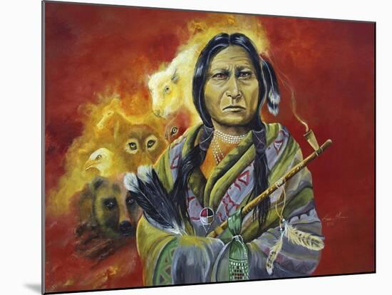 Sitting Bull Peace Pipe Visions-Sue Clyne-Mounted Giclee Print