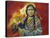 Sitting Bull Peace Pipe Visions-Sue Clyne-Stretched Canvas