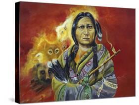 Sitting Bull Peace Pipe Visions-Sue Clyne-Stretched Canvas