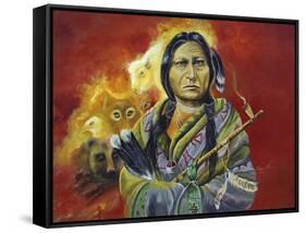 Sitting Bull Peace Pipe Visions-Sue Clyne-Framed Stretched Canvas