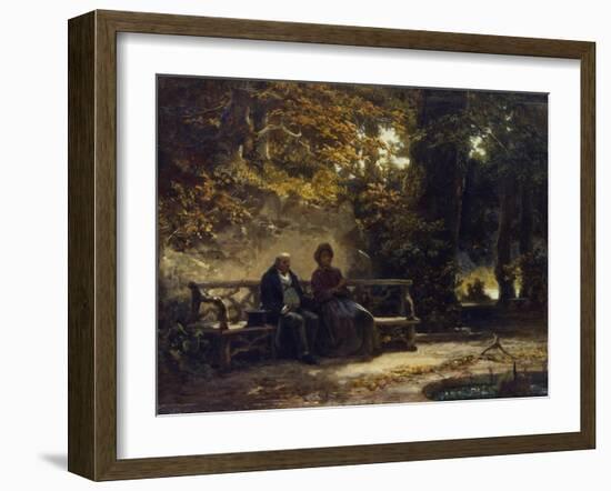 Sitting Couple on a Bench (Resting Promenaders), 1860-Carl Spitzweg-Framed Giclee Print