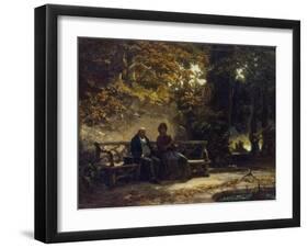 Sitting Couple on a Bench (Resting Promenaders), 1860-Carl Spitzweg-Framed Giclee Print