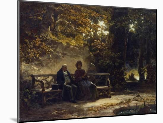 Sitting Couple on a Bench (Resting Promenaders), 1860-Carl Spitzweg-Mounted Giclee Print