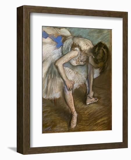 Sitting dancer massaging the foot (detail). 1881-1883. Pastel-Edgar Degas-Framed Giclee Print
