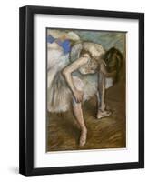 Sitting dancer massaging the foot (detail). 1881-1883. Pastel-Edgar Degas-Framed Giclee Print