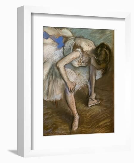 Sitting dancer massaging the foot (detail). 1881-1883. Pastel-Edgar Degas-Framed Giclee Print