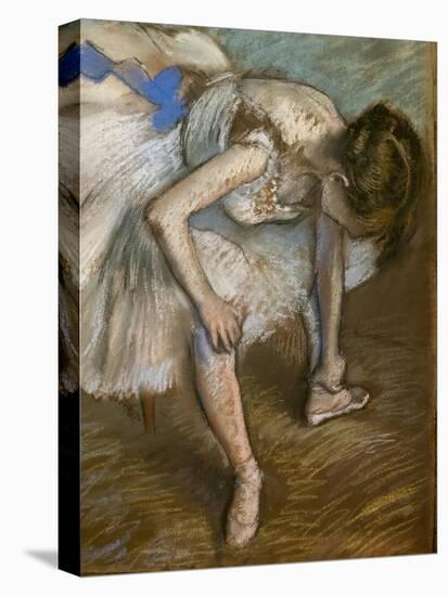 Sitting dancer massaging the foot (detail). 1881-1883. Pastel-Edgar Degas-Stretched Canvas